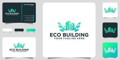 logo dell'edificio ecologico urbano e design del biglietto da visita vettore