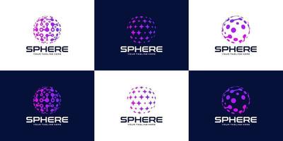 collezione di ispirazione per il design del logo della sfera mondiale della tecnologia elegante e moderna vettore