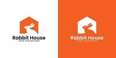 ispirazione per il design del logo della casa dei conigli, ispirazione per la casa degli animali domestici e per i biglietti da visita vettore