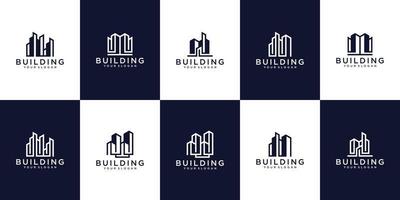 set di modello di logo astratto edificio minimalista vettore