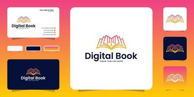 ispirazione per il design del logo della tecnologia del libro moderno, libro dati e biglietto da visita vettore