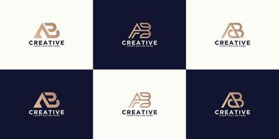 una raccolta di ispirazione per il design del logo per la lettera ab, moderna, minimalista e lussuosa vettore