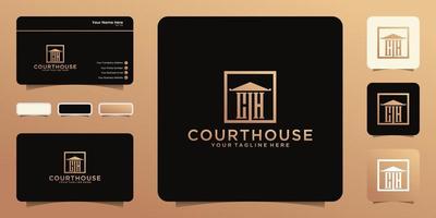 design della casa di corte con iniziali ch logo icone, simboli e biglietti da visita vettore