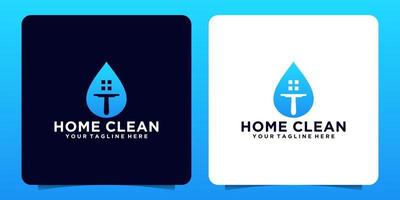 logo delle pulizie domestiche, con concetto astratto di goccia d'acqua e ispirazione per biglietti da visita vettore