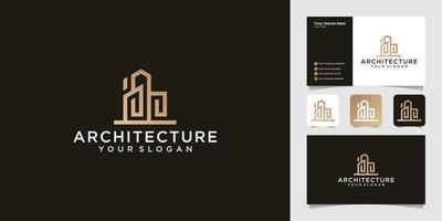 set di architettura della costruzione, modello di progettazione del logo immobiliare e biglietto da visita vettore