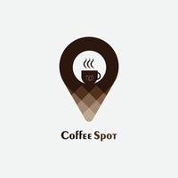 logo della posizione del caffè. simbolo del logo della caffetteria o design del modello dell'icona vettore