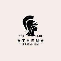 design del logo nero della dea atena premium vettore