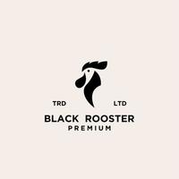 design del logo nero testa di gallo premium vettore