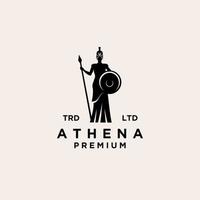 design del logo nero della dea atena premium vettore