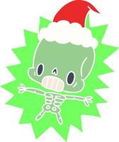 cartone animato di natale dello scheletro kawaii vettore