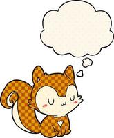 scoiattolo cartone animato e bolla di pensiero in stile fumetto vettore