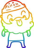 arcobaleno gradiente linea disegno uomo con la barba che sporge lingua vettore