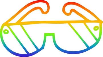 occhiali da sole del fumetto di disegno a tratteggio sfumato arcobaleno vettore
