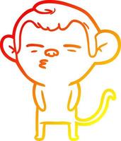 caldo gradiente disegno cartone animato scimmia sospetta vettore