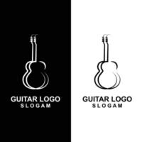 design del logo della chitarra, illustrazione dell'icona del vettore dello strumento musicale