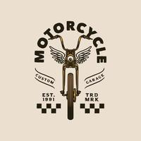 stile vintage disegnato a mano di badge logo moto e garage vettore