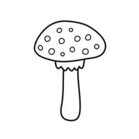 agarico di mosca in stile doodle in nero. vettore