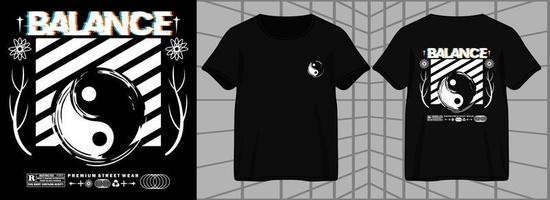 equilibrio yin yang grafica estetica per t-shirt streetwear e stile urbano vettore
