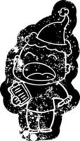 icona in difficoltà del fumetto di un uomo calvo urlante che indossa il cappello di Babbo Natale vettore
