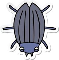 adesivo di un bizzarro scarabeo dei cartoni animati disegnato a mano vettore
