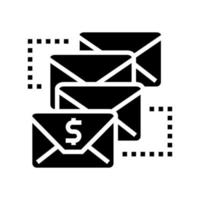 illustrazione vettoriale dell'icona del glifo della sequenza di posta elettronica