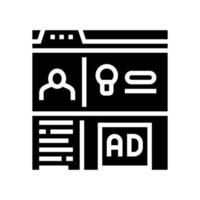 illustrazione vettoriale dell'icona del glifo con pubblicità su Internet e crowdsoursing