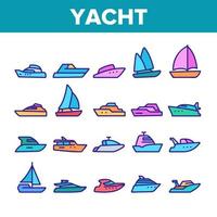 icone della raccolta del trasporto marittimo dell'yacht impostano il vettore