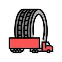 illustrazione vettoriale dell'icona del colore dei pneumatici per autocarri commerciali