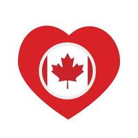icona del vettore, cuore rosso con la bandiera nazionale del canada. vettore
