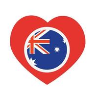 icona di vettore, cuore rosso con la bandiera nazionale dell'australia. vettore