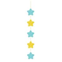 una ghirlanda di stelle gialle e blu. filo con ornamenti. un attributo festivo. vettore