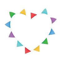 la cornice del cuore è composta da bandiere colorate .vector vettore
