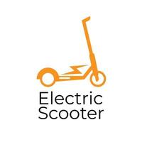 logo giallo dell'illustrazione dello scooter elettrico vettore