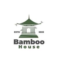 logo di illustrazione vettoriale tradizionale casa di bambù verde