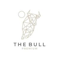 logo dell'illustrazione di vettore del toro di arte della linea geometrica