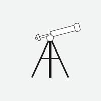 telescopio per la ricerca nella vista spaziale e guarda l'icona dello strumento vettore