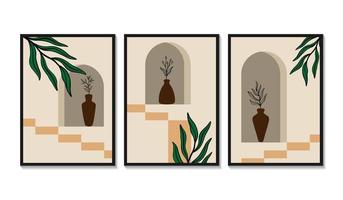 design piatto disegnato a mano boho wall art design vettore