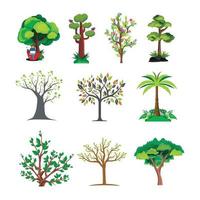 insieme di vettore e illustrazione di disegno della raccolta degli alberi