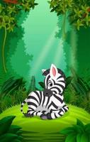 zebra nella foresta chiara e verde vettore