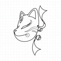 maschera kitsune giapponese da colorare pagina, illustrazione vettoriale eps.10