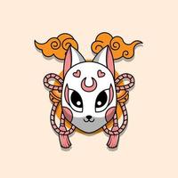 carina maschera kitsune giapponese, illustrazione vettoriale eps.10