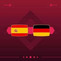 spagna, germania partita di calcio mondiale 2022 contro sfondo rosso. illustrazione vettoriale