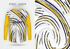 mockup di sfondo per maglia sportiva, maglia, maglia da corsa, motivo a vortice giallo. vettore