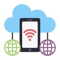 icona di hosting cloud mobile, vettore modificabile