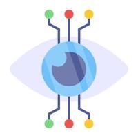 occhio con rete di nodi che mostra l'icona dell'occhio cibernetico vettore