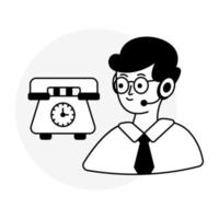 icona del rappresentante del servizio clienti nel design della linea del glifo vettore