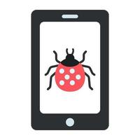 icona bug mobile, vettore modificabile