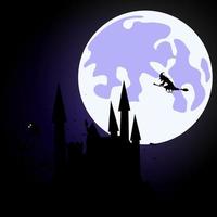 sfondo di halloween con la strega che vola vettore