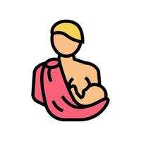illustrazione vettoriale dell'icona del colore del neonato che allatta la madre