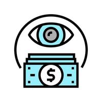 illustrazione vettoriale dell'icona del colore del monitoraggio del denaro